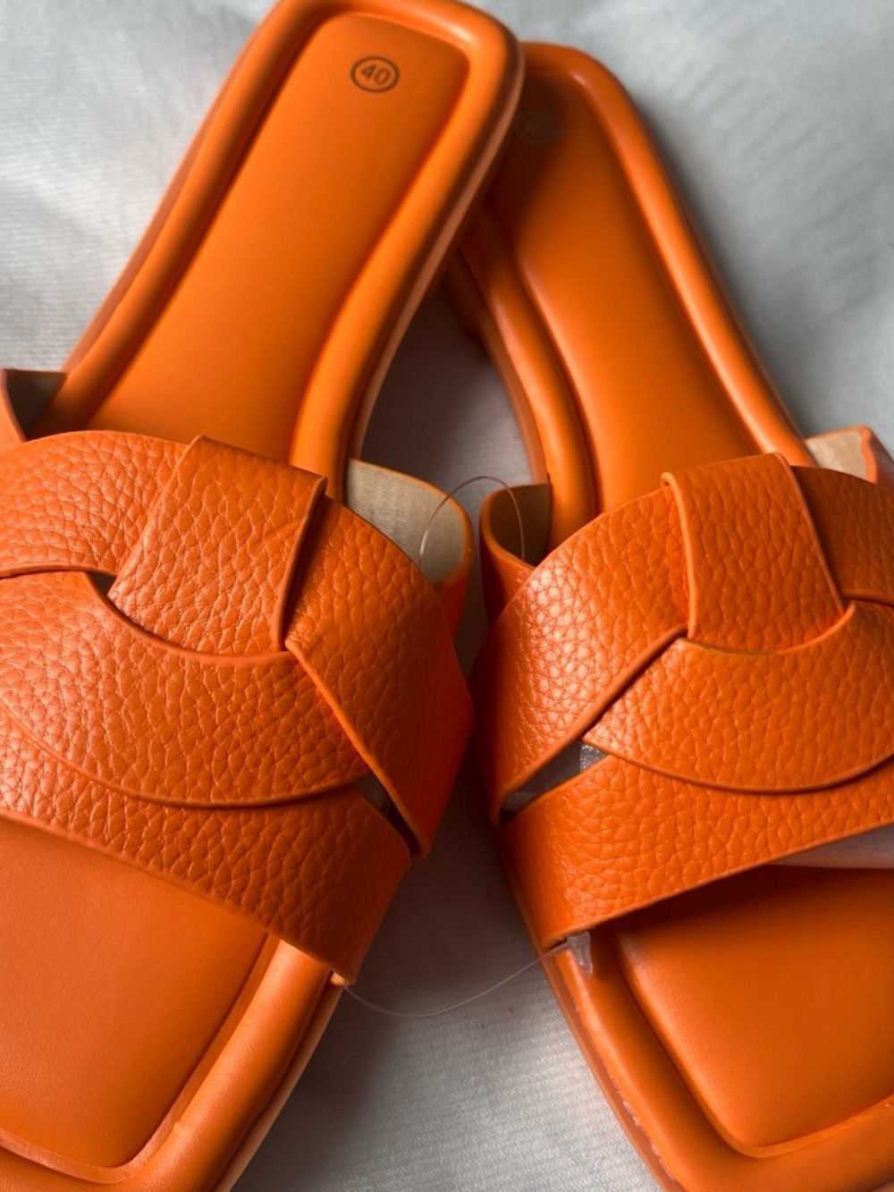 Women's Orange Woven Slide Mules - Classic Summer Slip-Ons